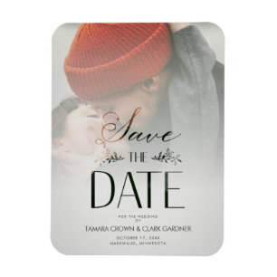 Luxury Modern Transparency Wedding Photo Script Magnet