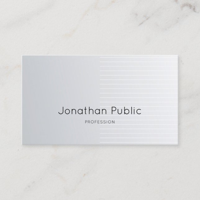 Luxury Modern Trendy Design Elegant Silver Plain Business Card (Front)