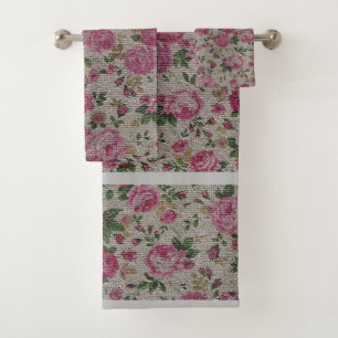 Luxury Modern Vintage Floral Rose Bath Towel Set