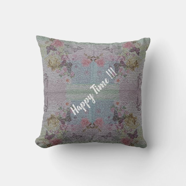 Luxury Modern Vintage Floral Rose Cushion (Front)