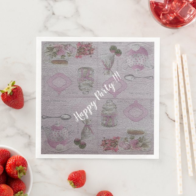 Luxury Modern Vintage Floral Rose Napkin (Insitu)