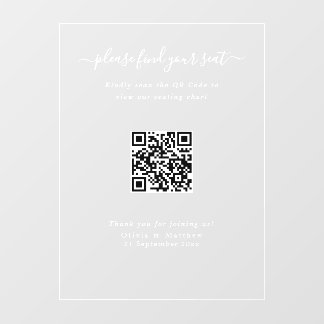 Luxury Modern Wedding QR Code Seating Chart Sign