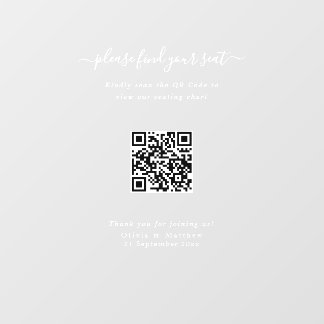 Luxury Modern Wedding QR Code Seating Chart Sign