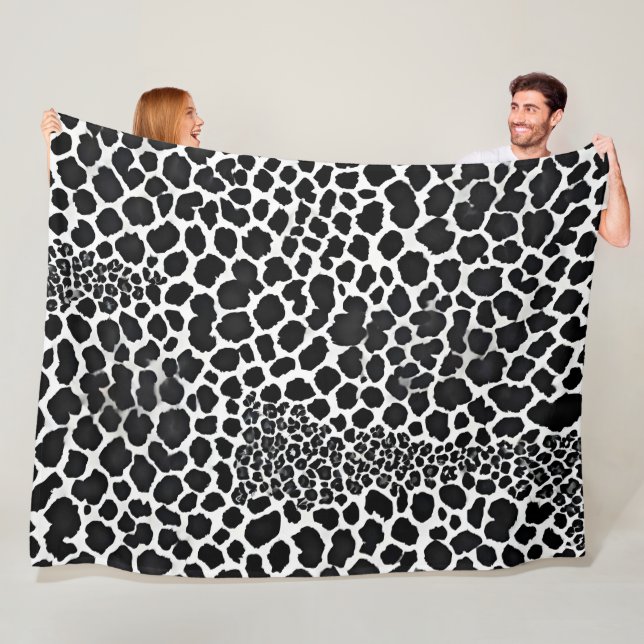 Luxury Modern White Leopard Elegant Collection Fleece Blanket (In Situ)