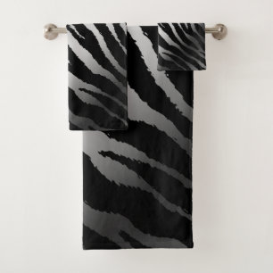 Luxury Modern Zebra Silver Black Line Bath Towel Set