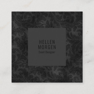 Luxury Monochromatic Floral Damask Pattern Square Business Card