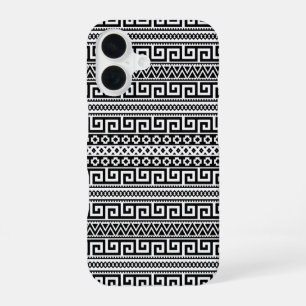 Luxury Monochrome Ancient Greek Aztec Maze Linear  iPhone 16 Case