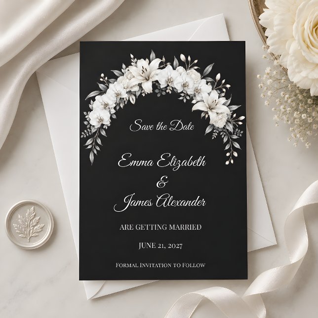 Luxury Monochrome Wedding  Save The Date (Luxury monochrome wedding save the date mockup. Created using AI technology)