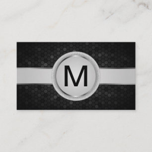 Luxury Monogram Band   Metallic Geometric Pattern Business Card