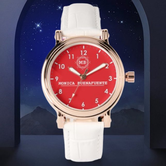 Luxury Monogram custom name red Watch (Creator Uploaded)