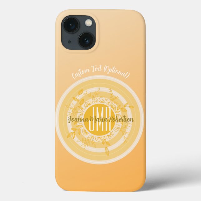 LUXURY MONOGRAM ELEGANT GOLD CREAM FLOWERS CUSTOM Case-Mate iPhone CASE (Back)