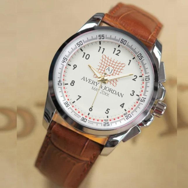 Luxury Monogram Elegant Initials Couple Names Watch (Creator Uploaded)