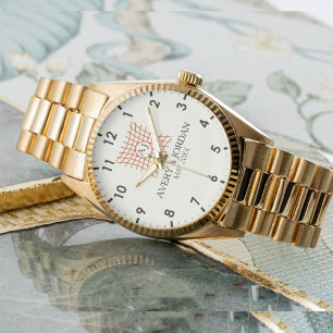 Luxury Monogram Elegant Initials Couple Names Watch