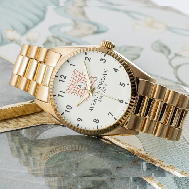 Luxury Monogram Elegant Initials Couple Names Watch (Creator Uploaded)