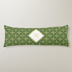 Luxury Monogram Green and Gold Quatre Floral Body Cushion
