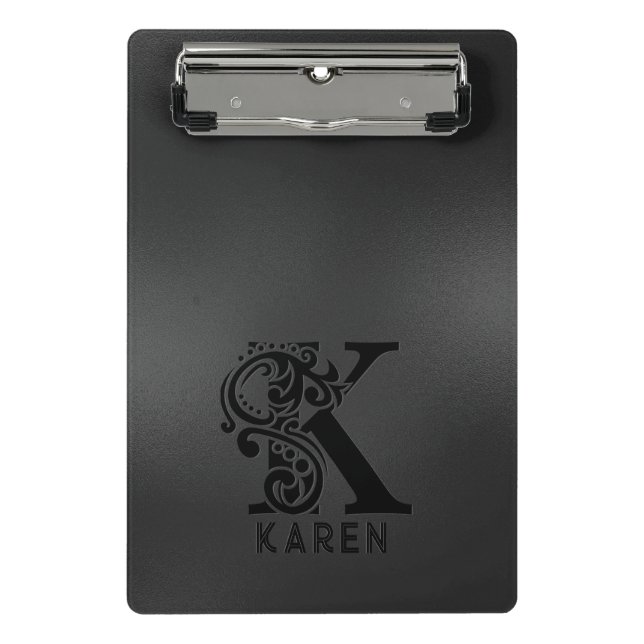 Luxury Monogram K on Dark Grey  Mini Clipboard (Front)