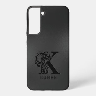 Luxury Monogram  K on Dark Grey Samsung Galaxy Case