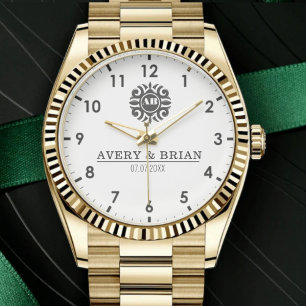 Luxury Monogram Letters with Couple's Names Watch