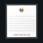 Luxury Monogram Lined Notepad<br><div class="desc">Keep your notes organised and stylish with this personalised lined notepad featuring a sleek black and gold initial monogram. With plenty of lined pages, this notepad is perfect for jotting down ideas, taking notes, or making to-do lists. The classic block typography and black leather trim give it a professional and...</div>