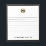 Luxury Monogram Lined Notepad<br><div class="desc">Keep your notes organised and stylish with this personalised lined notepad featuring a sleek black and gold initial monogram. With plenty of lined pages, this notepad is perfect for jotting down ideas, taking notes, or making to-do lists. The classic block typography and black leather trim give it a professional and...</div>