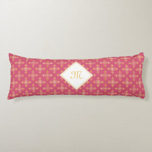 Luxury Monogram Pink and Gold Quatre Floral Body Cushion