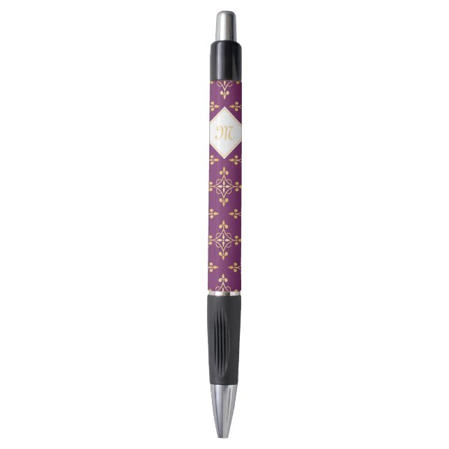 Luxury Monogram Purple and Gold Quatre Floral (Front Vertical)
