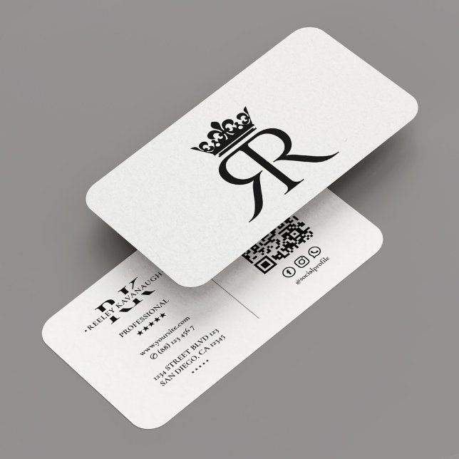 Luxury Monogram R Crown Black White Modern Business Card (Luxury Monogram R Crown Black White Modern Business Card
)