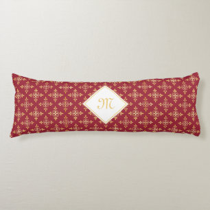 Luxury Monogram Red and Gold Quatre Floral Body Cushion