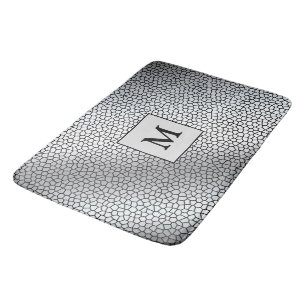 Luxury Monogram Stained Glass Silver Bath Mat