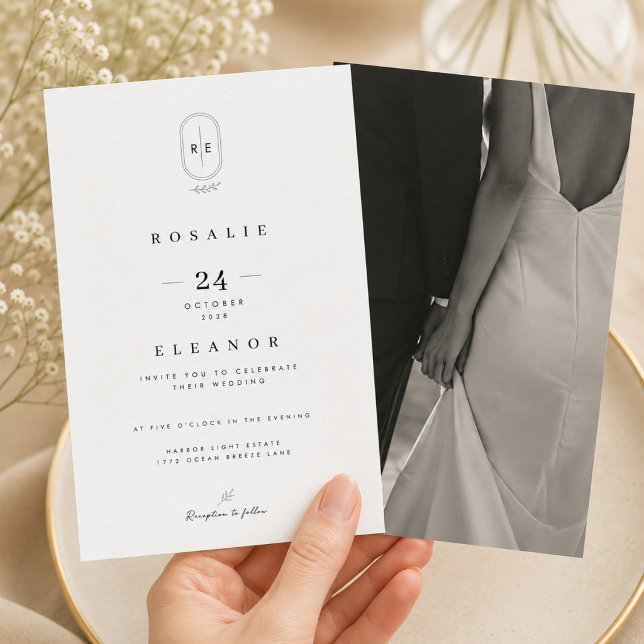 Luxury Monogram Wedding Invitation with Photo (Creator Uploaded)