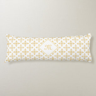 Luxury Monogram White and Gold Quatre Floral Body Cushion