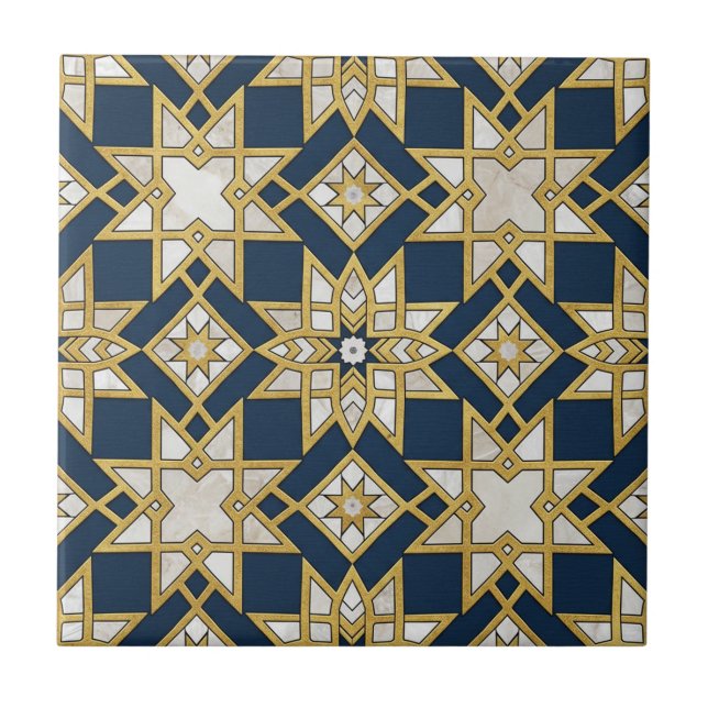 Luxury Moroccan Zellige Mosaic Seamless Pattern Ceramic Tile (Front)