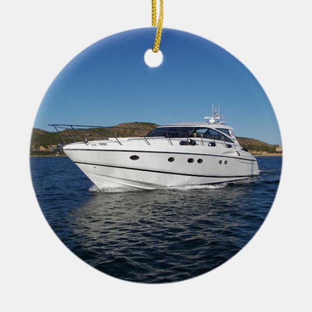 Luxury Motor Boat Ceramic Ornament (Front)