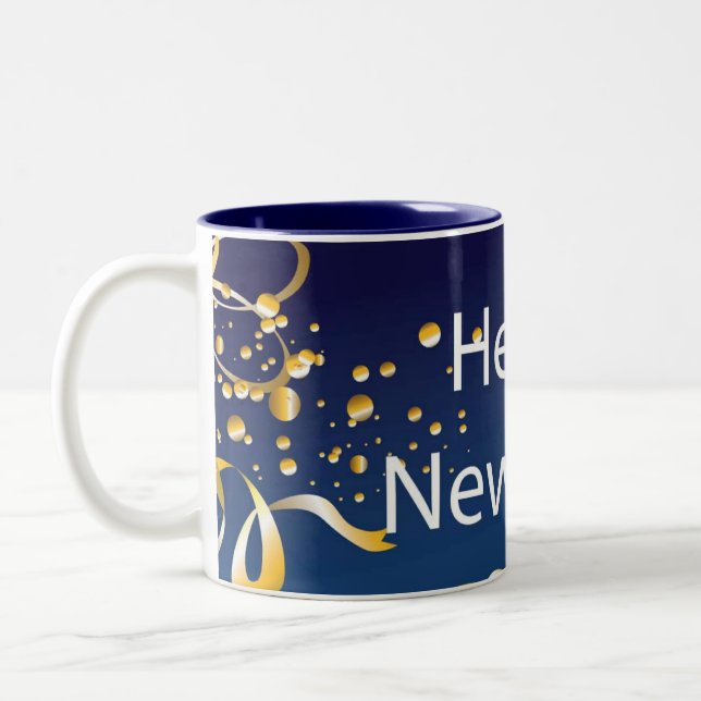 luxury mug, Happy New Year. Two-Tone Coffee Mug (Left)