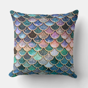 Luxury multicolor Glitter Mermaid Scales Cushion