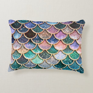 Luxury multicolor Glitter Mermaid Scales Decorative Cushion
