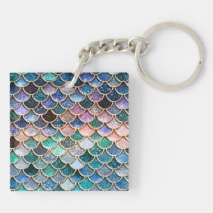 Luxury multicolor Glitter Mermaid Scales Key Ring