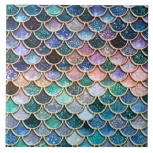 Luxury multicolor Glitter Mermaid Scales Tile