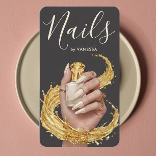 Luxury Nail Artist Manicurist Cloud Dancer Gold Business Card