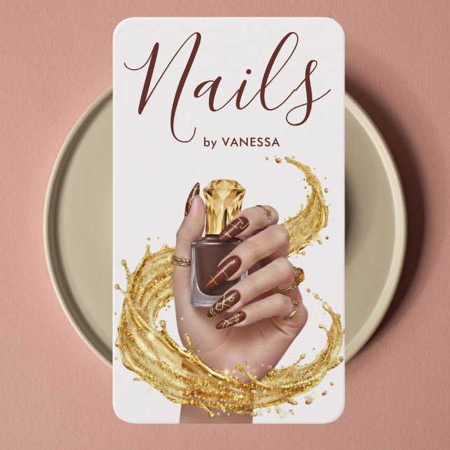 Luxury Nail Artist Manicurist Espresso Deep Clove Business Card (Creator Uploaded)