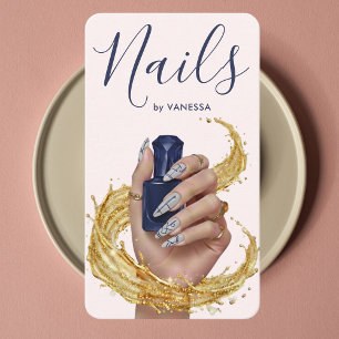 Luxury Nail Artist Manicurist Mist Grey and Navy Business Card