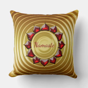 Luxury Namaste red and gold Cushion