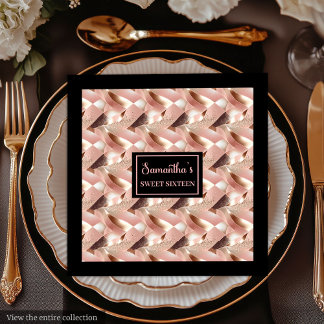 Luxury Napkins Personalised Rose Gold and Black