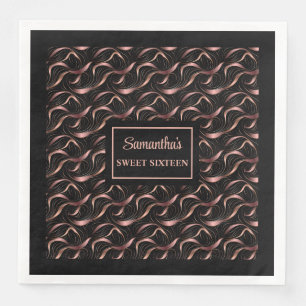 Luxury Napkins Shimmering Rose Gold and Black