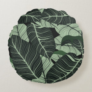 Luxury nature leaves background. Floral pattern, T Round Cushion