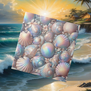 Luxury Nautical Decor   Opal Seashells Beach House Ceramic Tile