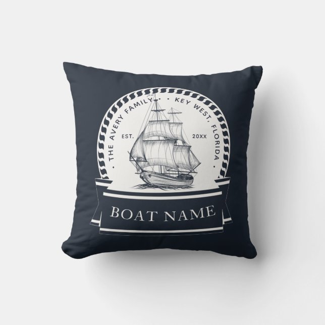 Luxury Nautical Personalised Boat Cushion (Front)