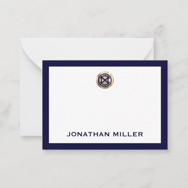 Luxury Navy and Gold Personalised Note Card (Front)