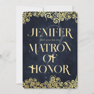Luxury Navy Blue And Gold Flourish Winter Wedding Invitation