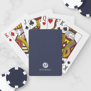 Luxury Navy Blue and Silver Personalised Monogram Playing Cards